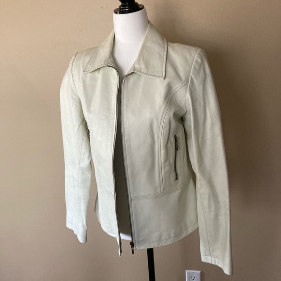 White Genuine Leather Jacket - Picture 2 of 8